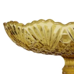 Bol à fruits haut en verre dépression ambre Art Déco 17 cm