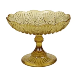 Bol à fruits haut en verre dépression ambre Art Déco 17 cm