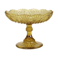 Bol à fruits haut en verre dépression ambre Art Déco 17 cm