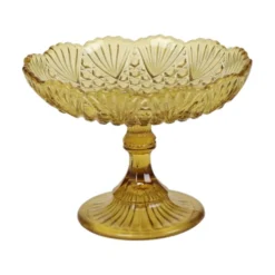 Bol à fruits haut en verre dépression ambre Art Déco 17 cm
