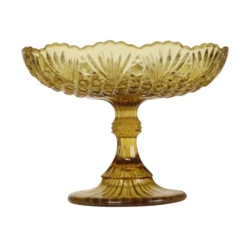 Bol à fruits haut en verre dépression ambre Art Déco 17 cm
