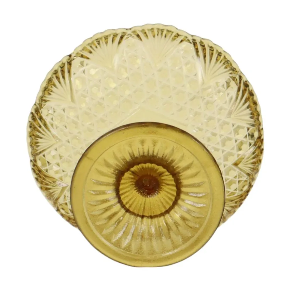 Bol à fruits haut en verre dépression ambre Art Déco 17 cm