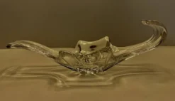 Bol ovale centre de table en cristal Baccarat France signé 32 cm vintage