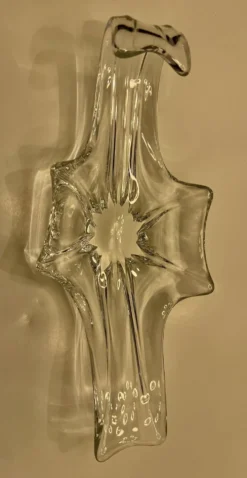 Bol ovale centre de table en cristal Baccarat France signé 32 cm vintage