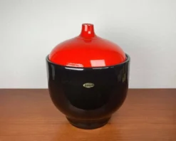 Bol à punch et tasses en céramique allemande de l'Ouest de style mid-century moderne de Jasba, années 1960, ensemble de 7.
