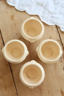 4 bols à soupe tête de lion en faïence ivoire