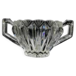 Bol à sucre au nouveau look postmoderne, en verre transparent pressé, Huta Hortensja, Pologne, années 1970.