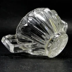 Bol à sucre au nouveau look postmoderne, en verre transparent pressé, Huta Hortensja, Pologne, années 1970.