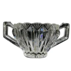 Bol à sucre au nouveau look postmoderne, en verre transparent pressé, Huta Hortensja, Pologne, années 1970.