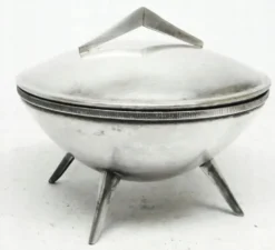 Bol à sucre de l'ère spatiale, en laiton argenté, Pologne, années 1960