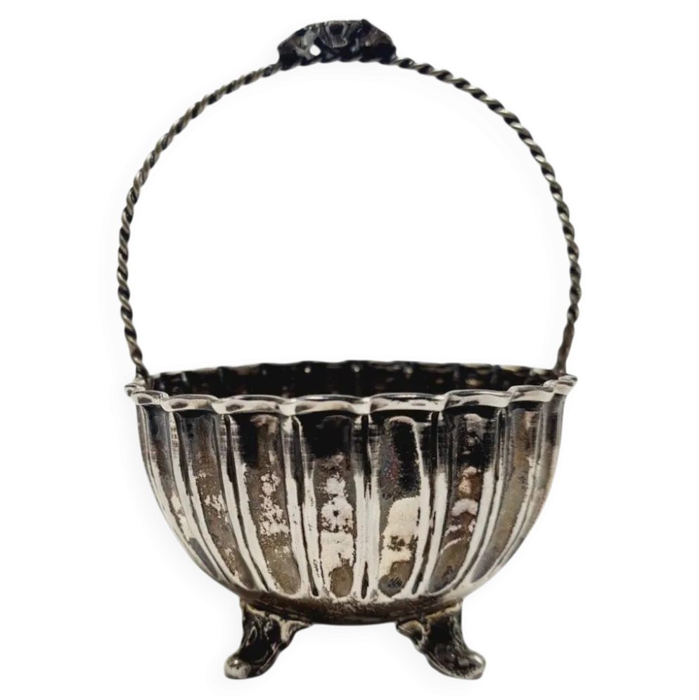Bol à sucre en argent Art Déco, années 1950
