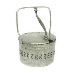 Bol à sucre en osier, postmodernisme, laiton nickelé, Pologne, années 1960