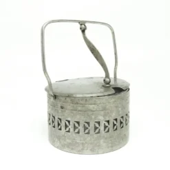 Bol à sucre en osier, postmodernisme, laiton nickelé, Pologne, années 1960