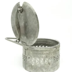 Bol à sucre en osier, postmodernisme, laiton nickelé, Pologne, années 1960