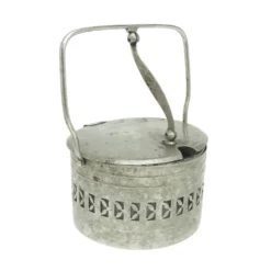 Bol à sucre en osier, postmodernisme, laiton nickelé, Pologne, années 1960