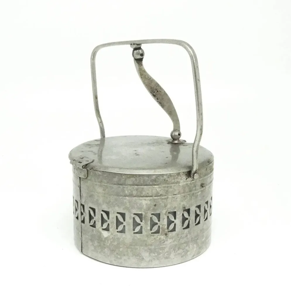 Bol à sucre en osier, postmodernisme, laiton nickelé, Pologne, années 1960