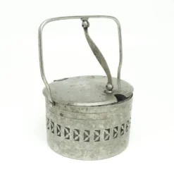 Bol à sucre en osier, postmodernisme, laiton nickelé, Pologne, années 1960