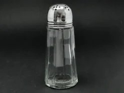 Bol à sucre en poudre, en verre, en laiton chromé, Suède, années 1970.