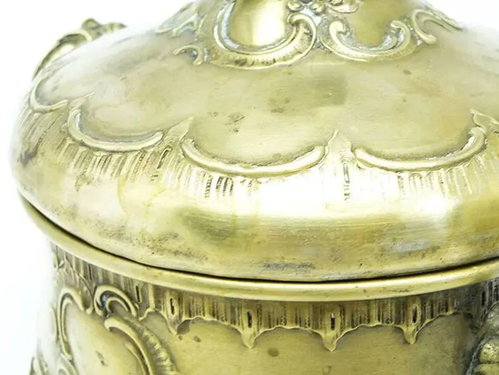 Bol à sucre rococo, laiton plaqué argent, Pologne, début du 20e siècle
