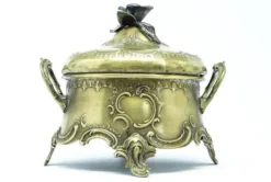 Bol à sucre rococo, laiton plaqué argent, Pologne, début du 20e siècle