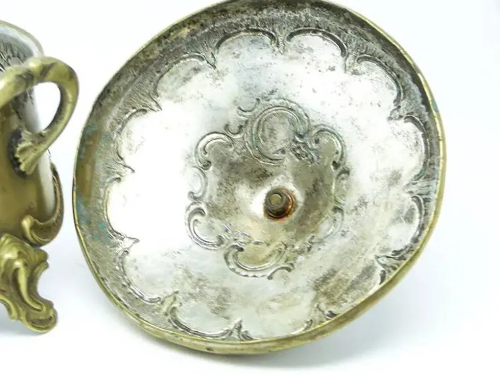 Bol à sucre rococo, laiton plaqué argent, Pologne, début du 20e siècle