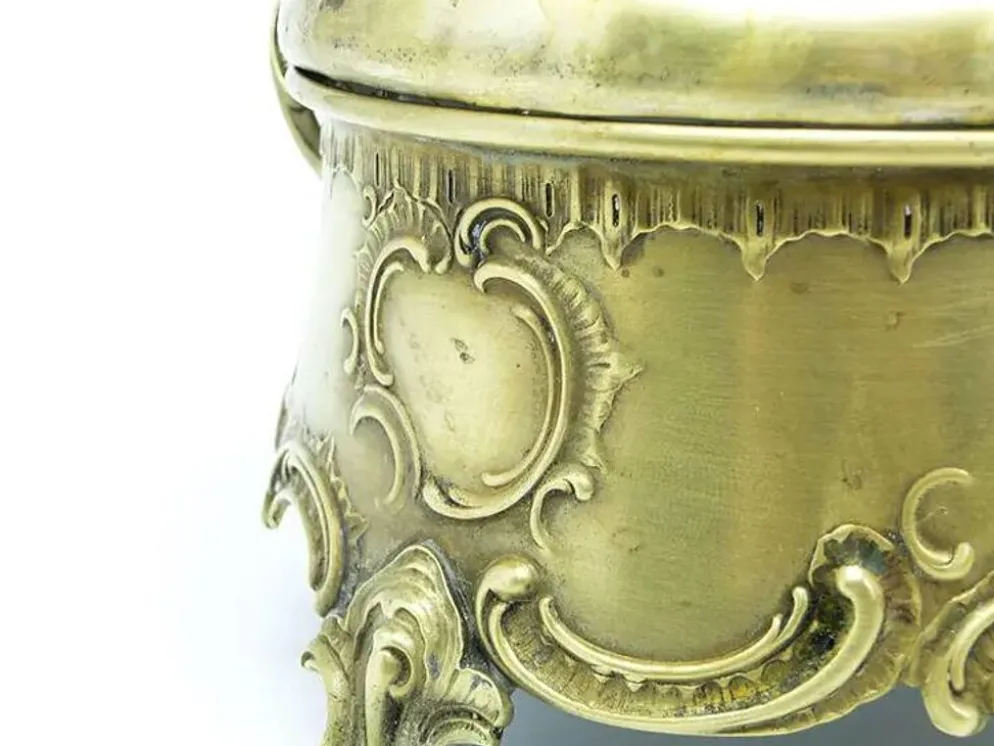 Bol à sucre rococo, laiton plaqué argent, Pologne, début du 20e siècle