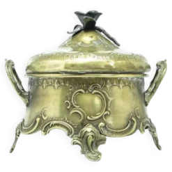Bol à sucre rococo, laiton plaqué argent, Pologne, début du 20e siècle