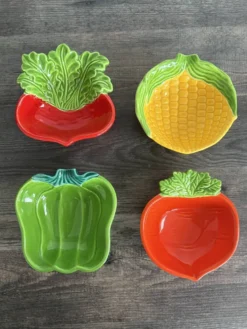Bols vintage Made in Japan – céramique figurative légumes, esprit pop