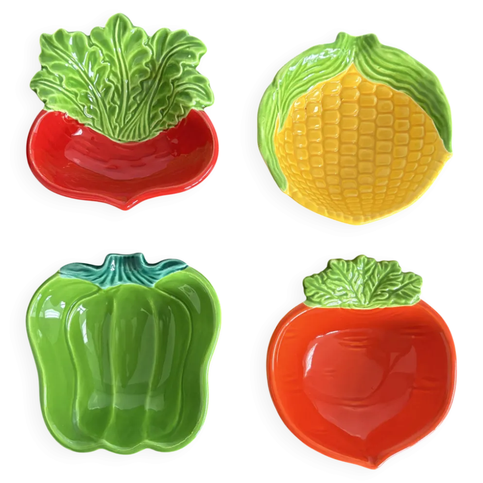 Bols vintage Made in Japan – céramique figurative légumes, esprit pop