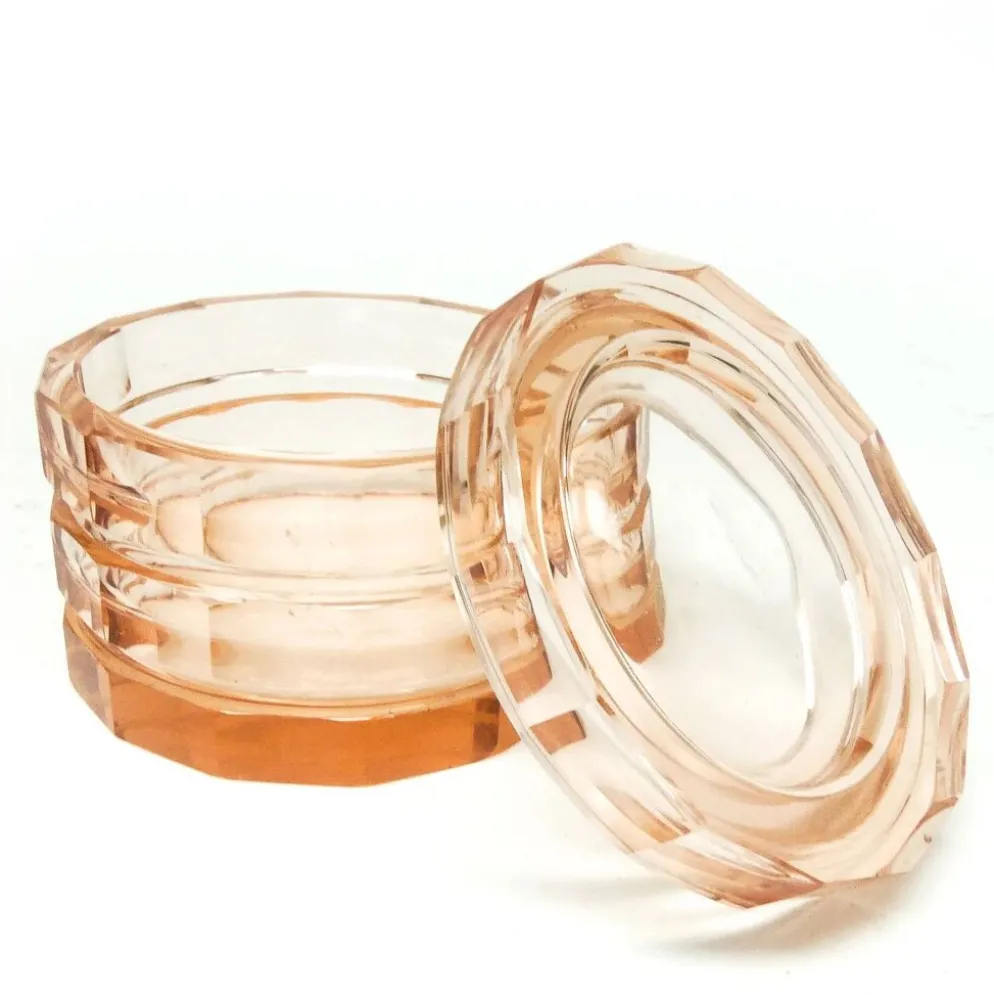 Bonbonnière Art Déco, cristal, Bohême, Tchécoslovaquie, années 1930