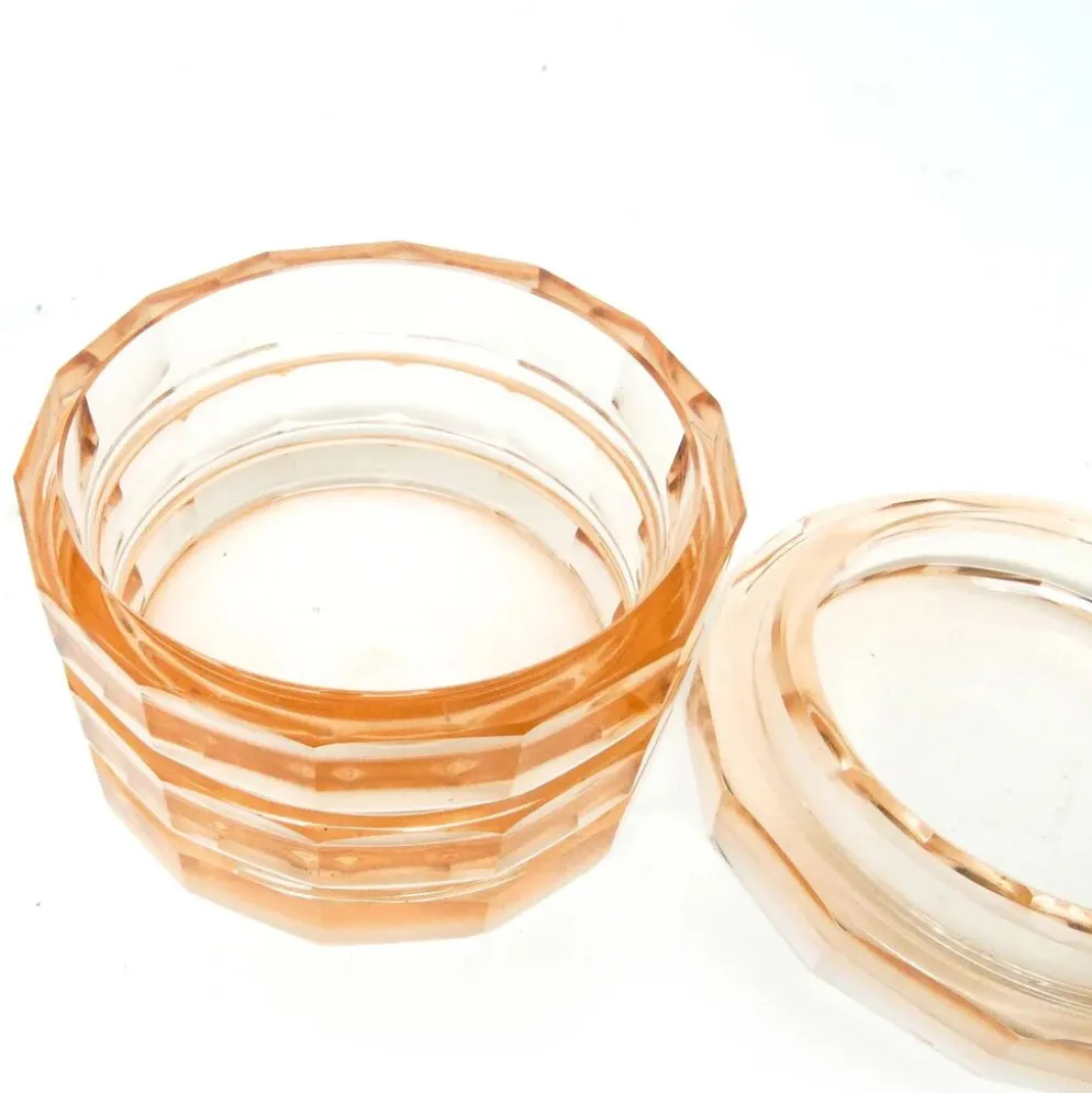 Bonbonnière Art Déco, cristal, Bohême, Tchécoslovaquie, années 1930