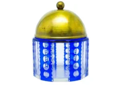 Bonbonnière Art Déco, en verre à double couche, laiton, Allemagne, années 1930