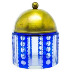 Bonbonnière Art Déco, en verre à double couche, laiton, Allemagne, années 1930