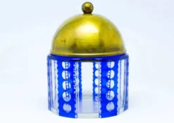 Bonbonnière Art Déco, en verre à double couche, laiton, Allemagne, années 1930