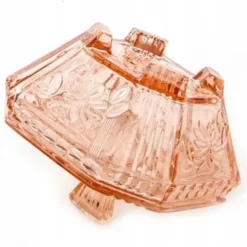 Bonbonnière Art Déco, verre rose, Allemagne, années 1960