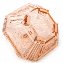 Bonbonnière Art Déco, verre rose, Allemagne, années 1960