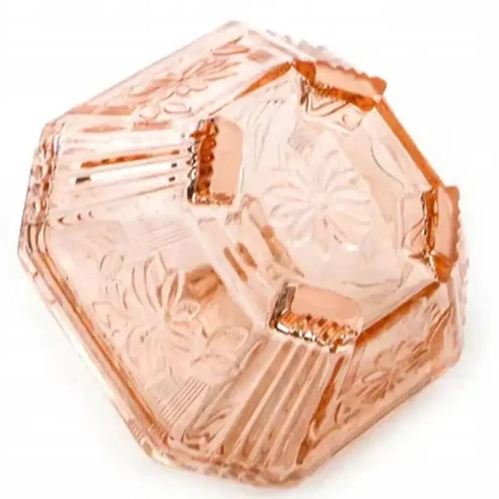 Bonbonnière Art Déco, verre rose, Allemagne, années 1960