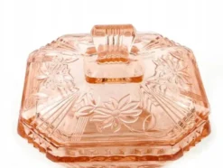 Bonbonnière Art Déco, verre rose, Allemagne, années 1960
