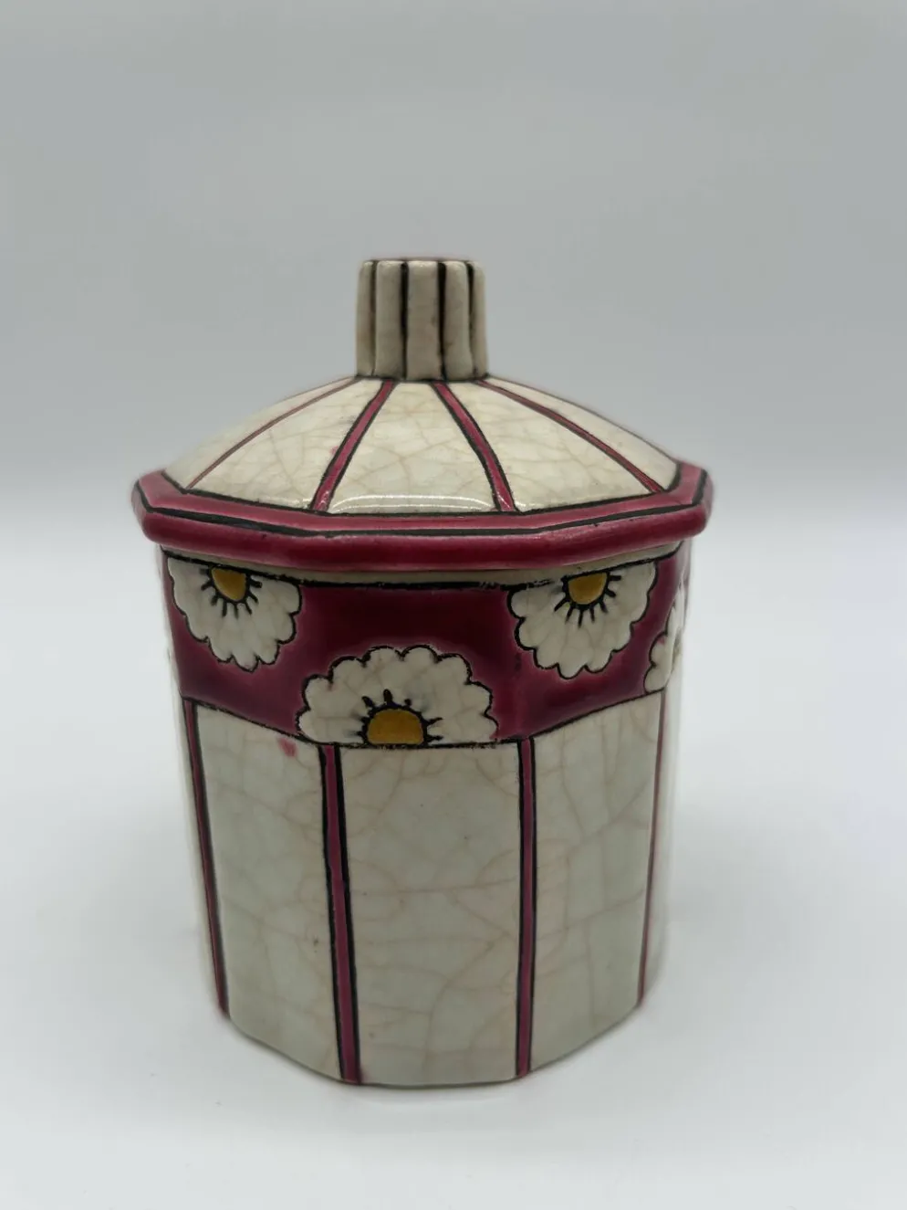 Bonbonnière art deco en faïence et émaux de longwy