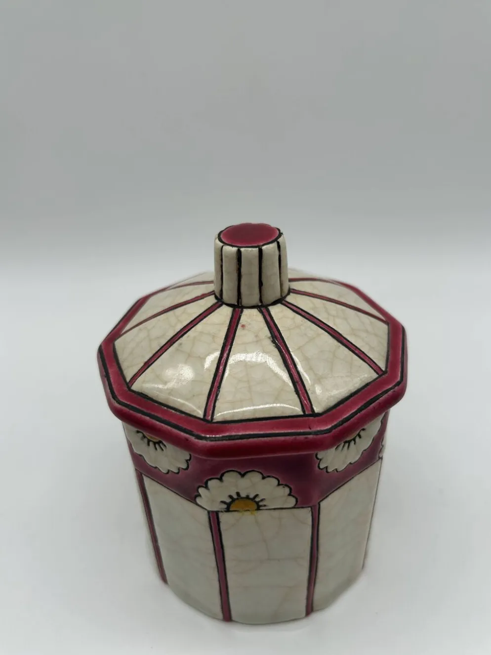 Bonbonnière art deco en faïence et émaux de longwy