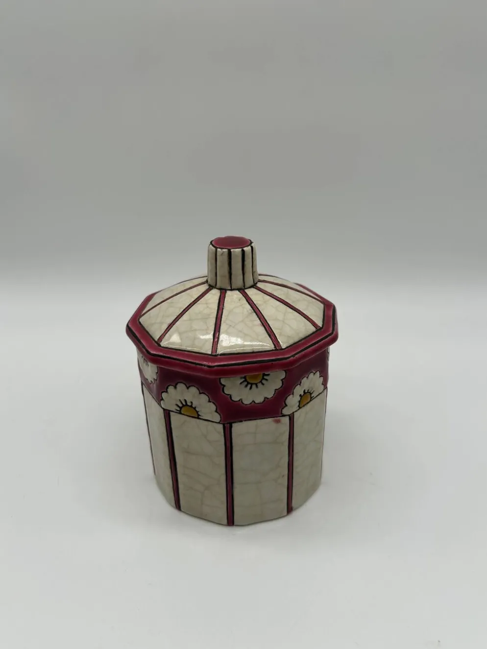 Bonbonnière art deco en faïence et émaux de longwy