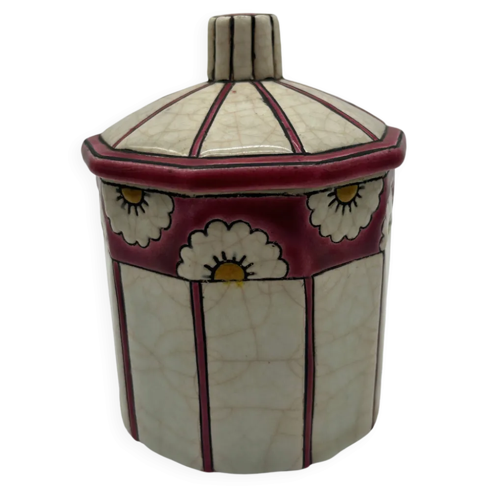 Bonbonnière art deco en faïence et émaux de longwy
