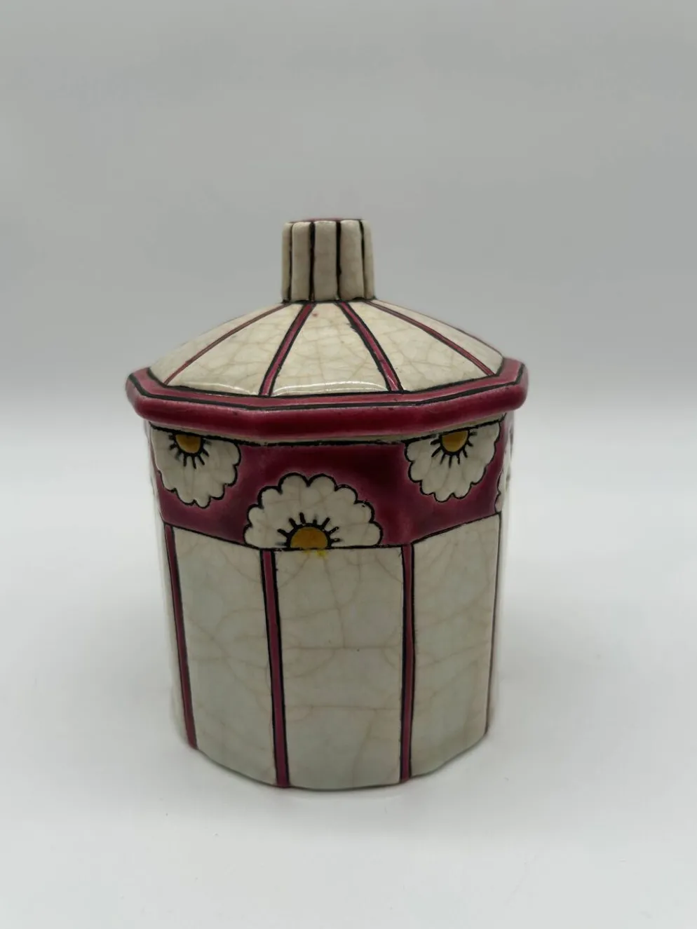Bonbonnière art deco en faïence et émaux de longwy