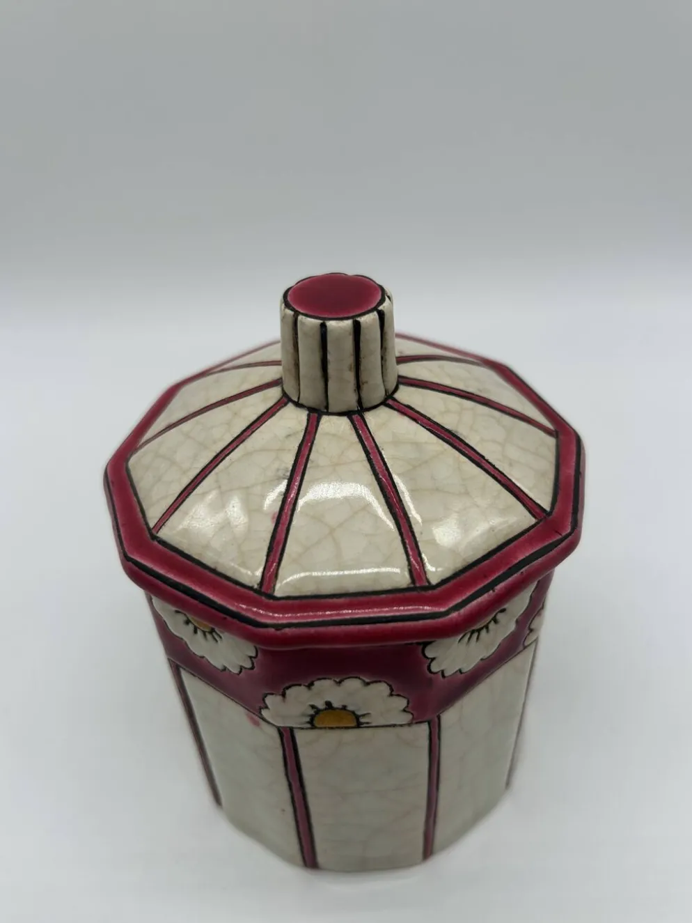 Bonbonnière art deco en faïence et émaux de longwy