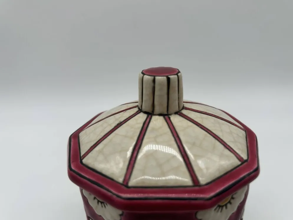 Bonbonnière art deco en faïence et émaux de longwy
