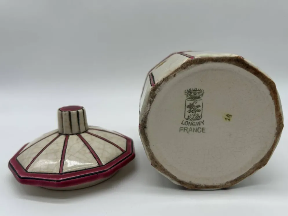 Bonbonnière art deco en faïence et émaux de longwy