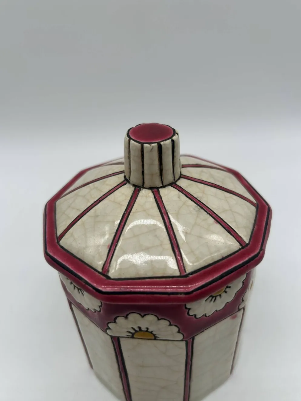 Bonbonnière art deco en faïence et émaux de longwy