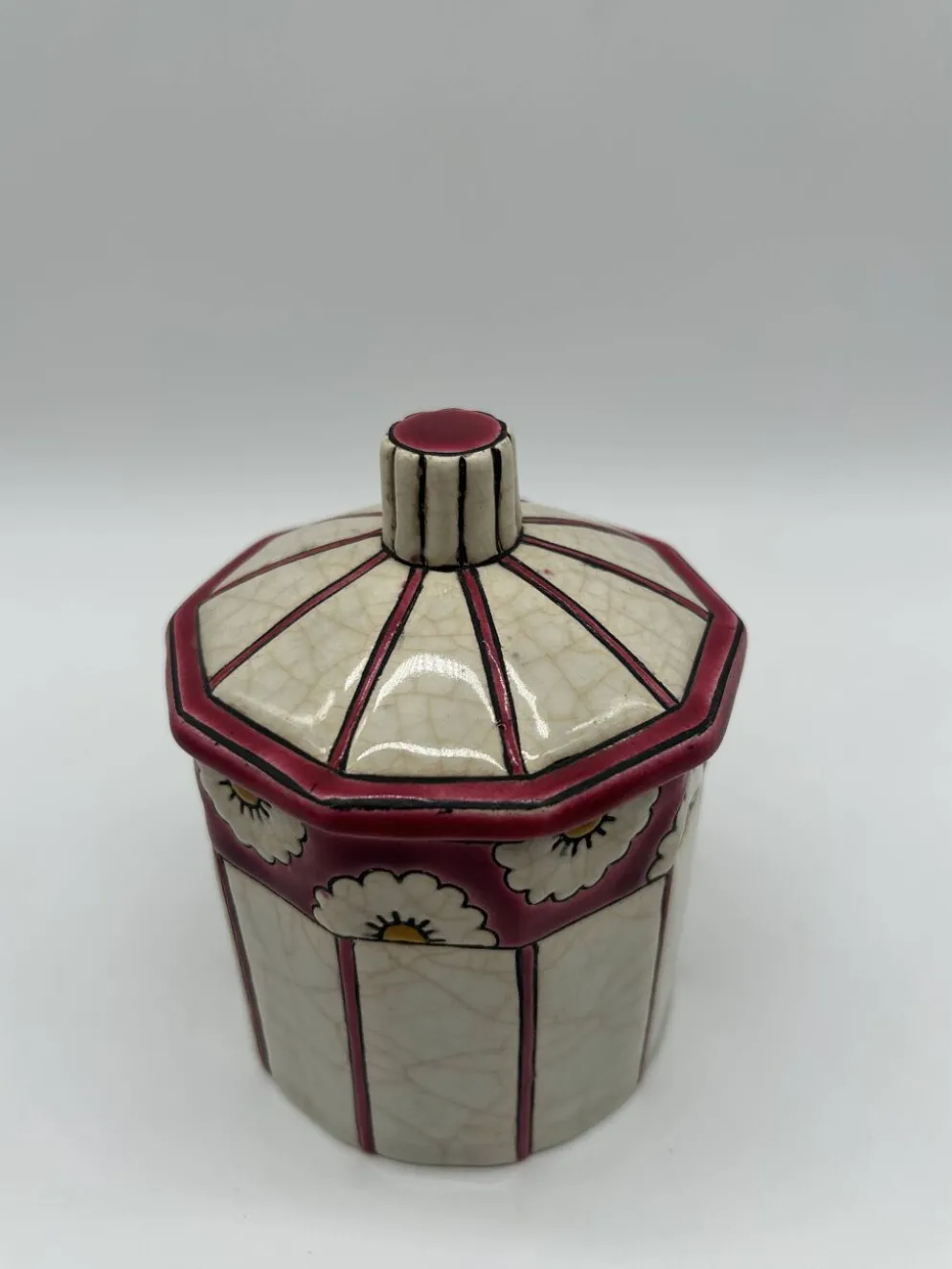 Bonbonnière art deco en faïence et émaux de longwy