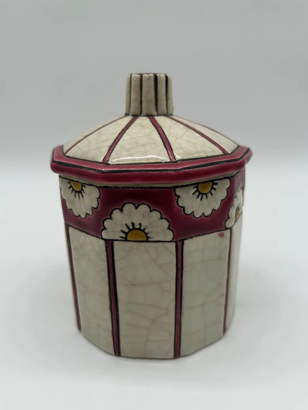 Bonbonnière art deco en faïence et émaux de longwy