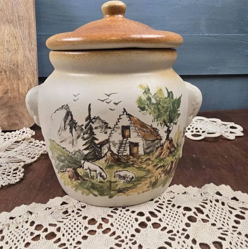 Bonbonnière artisanale vintage Cazalas GET Bagnères 1983 – Décor montagne